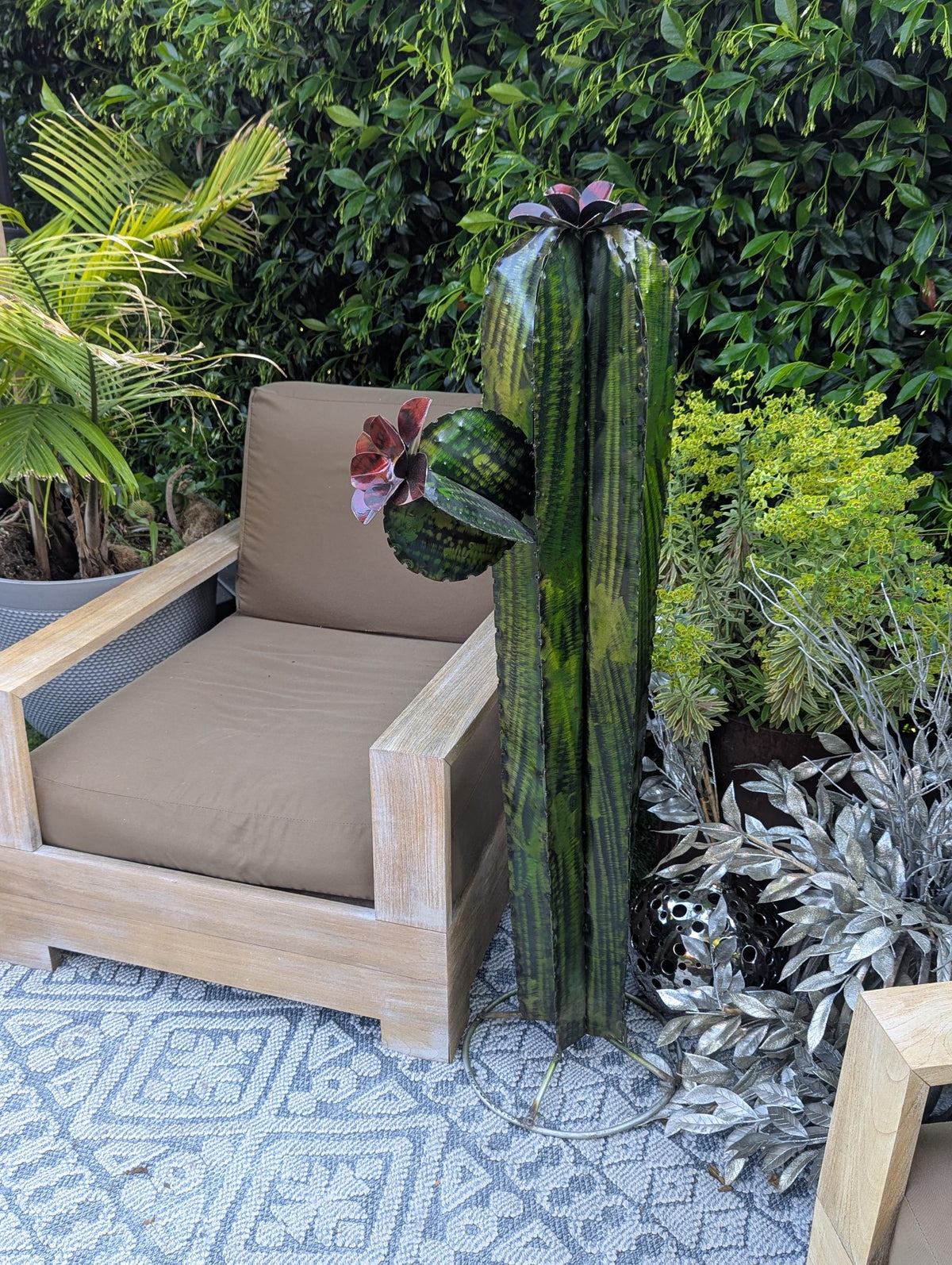 Cactus Garden Decor | Cactus Decorations for Your Yard or Home are Hand Painted Lifelike Metal Cactus - Mexican Yard Art to Enjoy at Home