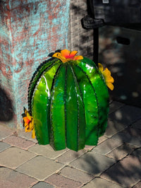 Barrel Cactus Garden Decor | Cactus Decoration for Your Yard or Home is Hand Painted Lifelike Metal Cactus, Mexican Yard Art - Enjoy at Home