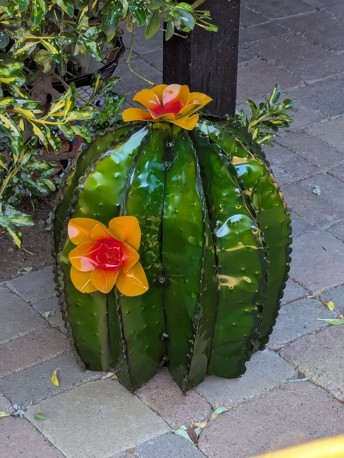 Barrel Cactus Garden Decor | Cactus Decoration for Your Yard or Home is Hand Painted Lifelike Metal Cactus, Mexican Yard Art - Enjoy at Home