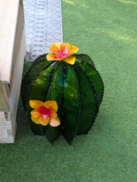 Barrel Cactus Garden Decor | Cactus Decoration for Your Yard or Home is Hand Painted Lifelike Metal Cactus, Mexican Yard Art - Enjoy at Home