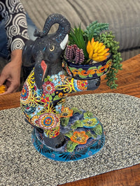 Elephant Flower Pot is Talavera Planter & Handmade Mexican Pottery for Indoor Decorations, Gift for Elephant Lovers, Ships 10-1