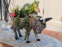 Handmade Talavera Donkey Planter is Mexican Pottery & Ceramic Plant Pot for Indoor Home Decor, Hand Painted Yard Art, Ships 10-1