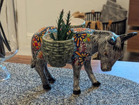 Handmade Talavera Donkey Planter is Mexican Pottery & Ceramic Plant Pot for Indoor Home Decor, Hand Painted Yard Art, Ships 10-1
