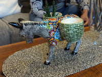 Handmade Talavera Donkey Planter is Mexican Pottery & Ceramic Plant Pot for Indoor Home Decor, Hand Painted Yard Art, Ships 10-1