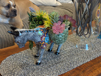 Handmade Talavera Donkey Planter is Mexican Pottery & Ceramic Plant Pot for Indoor Home Decor, Hand Painted Yard Art, Ships 10-1