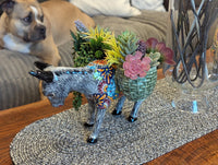 Handmade Talavera Donkey Planter is Mexican Pottery & Ceramic Plant Pot for Indoor Home Decor, Hand Painted Yard Art, Ships 10-1