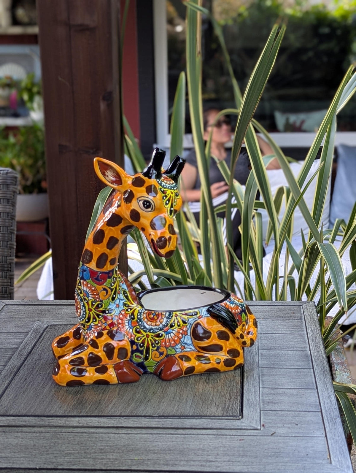 Talavera Giraffe Flower Pot for Indoor Decor or Yard Art Decorations, Planter Pot is Handmade Mexican Pottery, Turkey Lover Gift