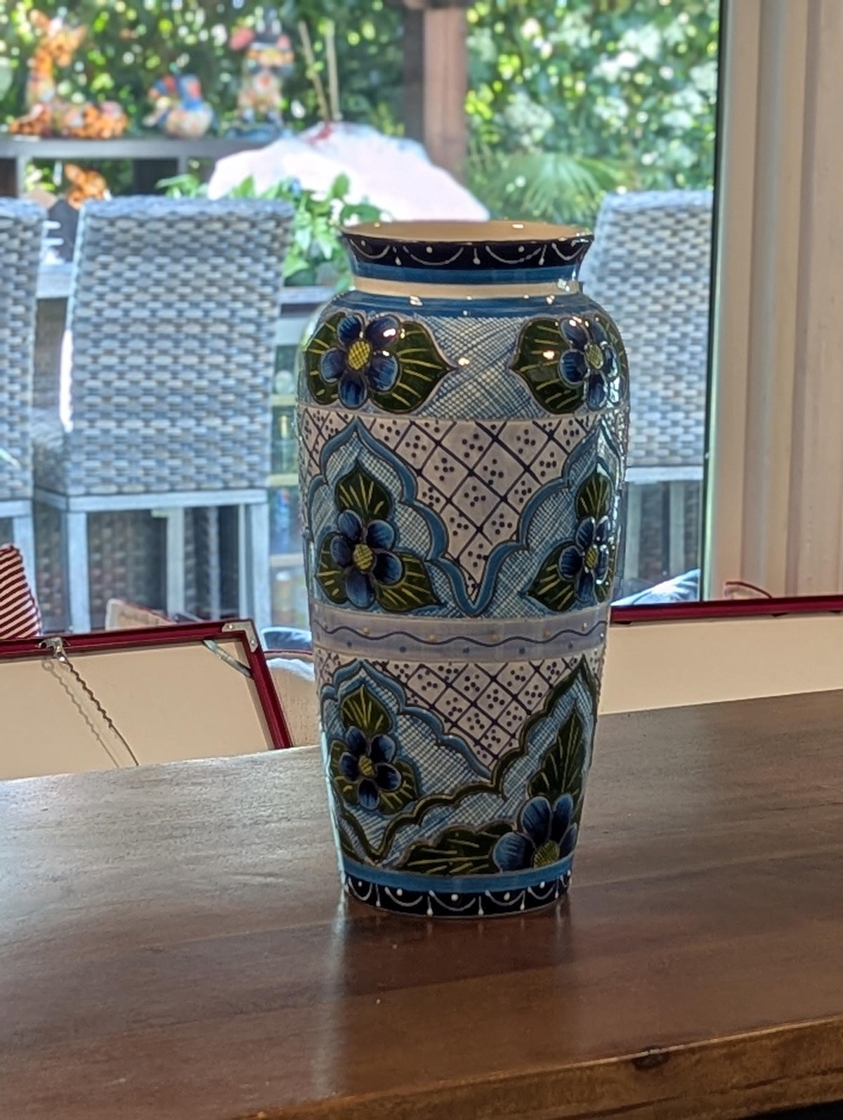 Ceramic Talavera Vase is Exquisite Handmade Mexican Pottery | Decorative Floral Vase is Gorgeous Home Decor & Centerpiece