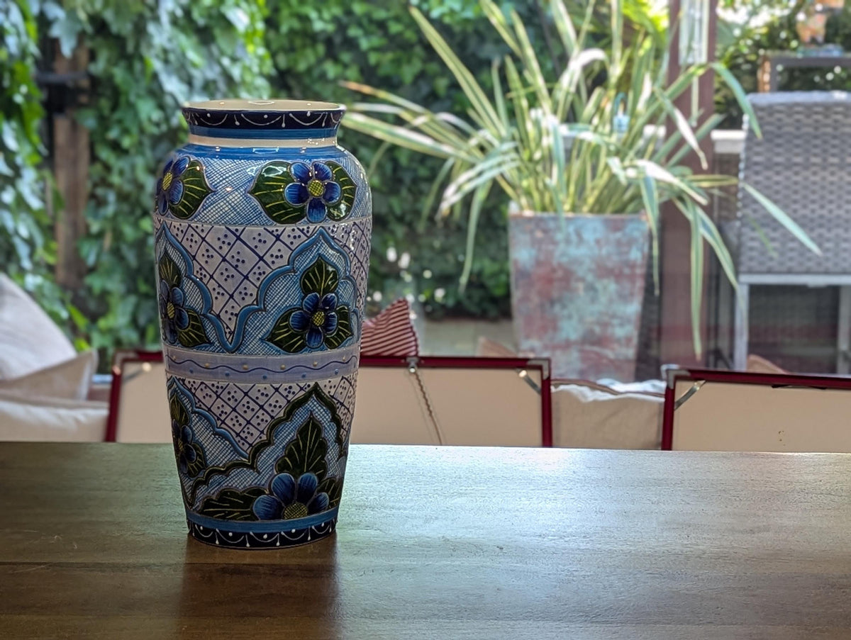 Ceramic Talavera Vase is Exquisite Handmade Mexican Pottery | Decorative Floral Vase is Gorgeous Home Decor & Centerpiece