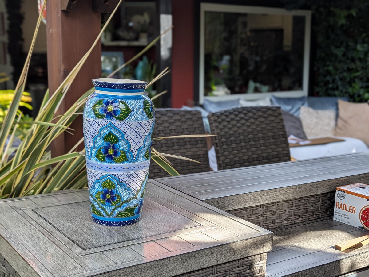 Ceramic Talavera Vase is Exquisite Handmade Mexican Pottery | Decorative Floral Vase is Gorgeous Home Decor & Centerpiece