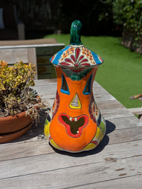 Halloween Pumpkin Decor, Talavera Pottery, Jack-o-Lantern Home Decoration, Handmade Mexican Art for Outdoor Patio Decor or Trick or Treat