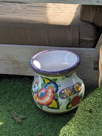 Hummingbirds Flower Pot 10.5" Round Talavera Ceramic Planter is Handmade Pottery for Outdoor Garden Decor or Indoor Home Decor