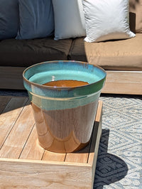 Handcrafted Ceramic Planter and Glazed Pot from Mexico – Green Oxide Aqua & Earth – Contemporary Outdoor Decor and Large Garden Plant Pot