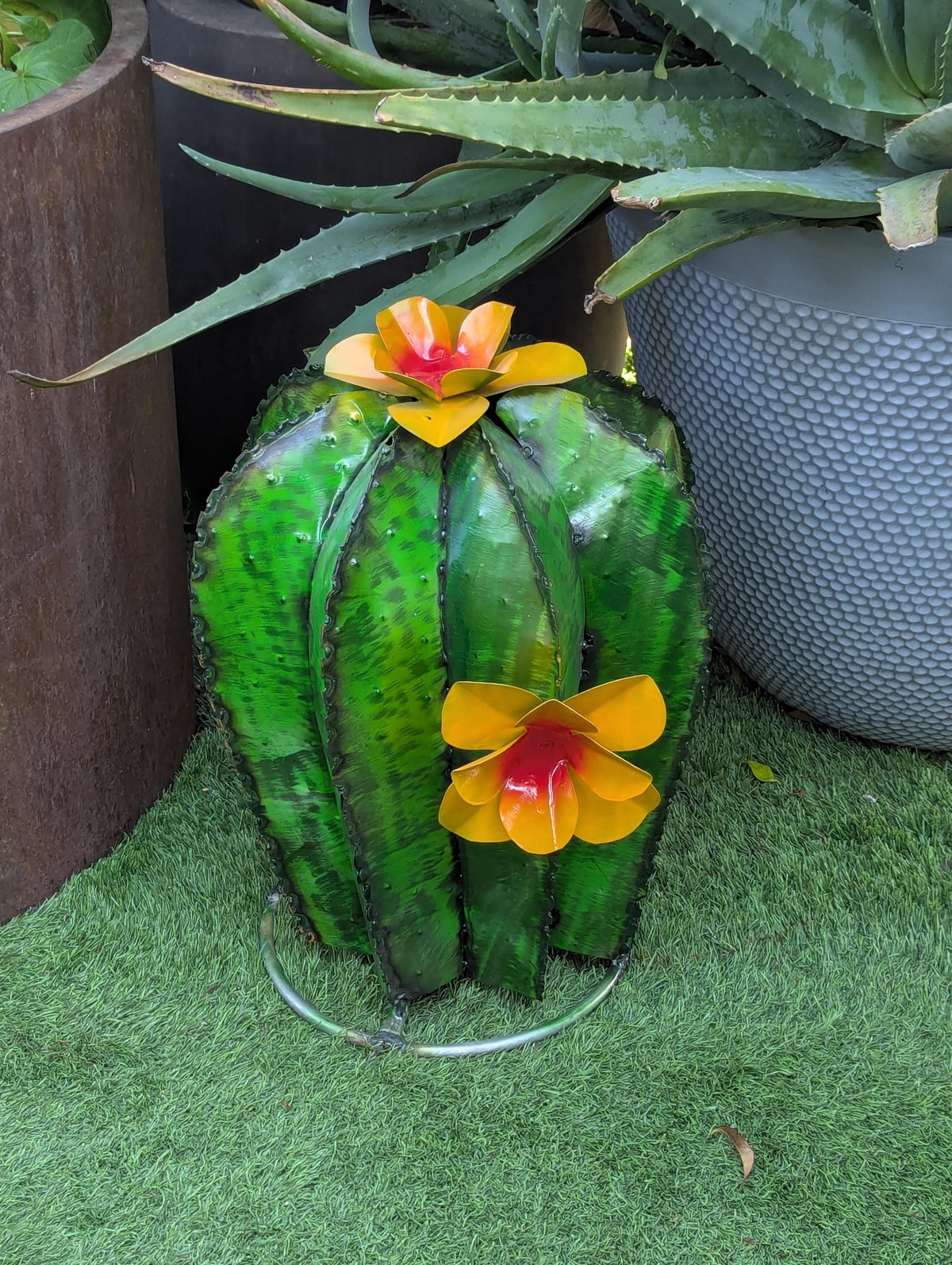 Cactus Garden Decor | Cactus Decorations for Your Yard or Home are Hand Painted Lifelike Metal Cactus - Mexican Yard Art to Enjoy at Home