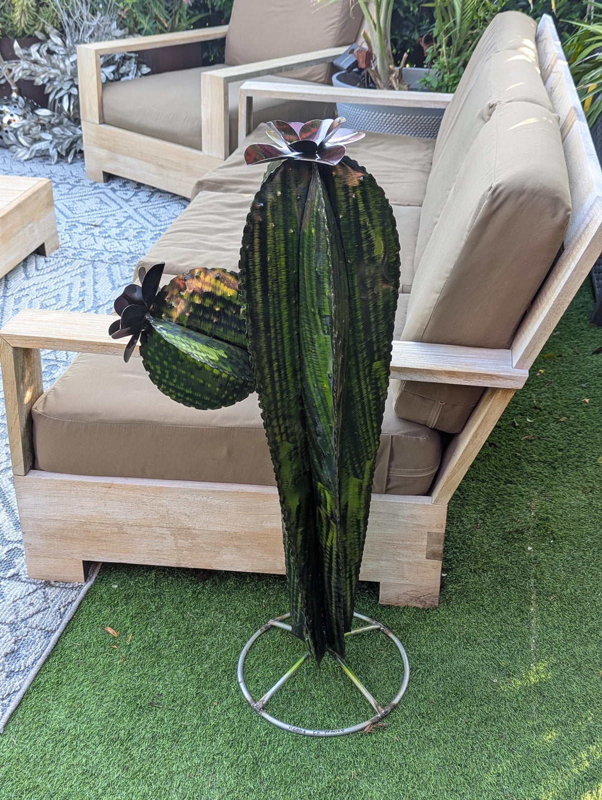 Cactus Garden Decor | Cactus Decorations for Your Yard or Home are Hand Painted Lifelike Metal Cactus - Mexican Yard Art to Enjoy at Home