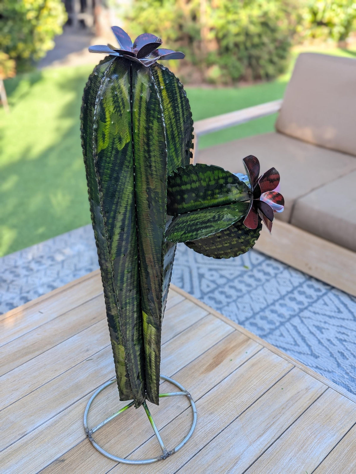 Cactus Garden Decor | Cactus Decorations for Your Yard or Home are Hand Painted Lifelike Metal Cactus - Mexican Yard Art to Enjoy at Home