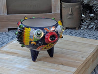 Blowfish Planter is Hand Painted Talavera Ceramic Mexican Pottery | Unique Planter Yard Art for Outdoor Garden Decor