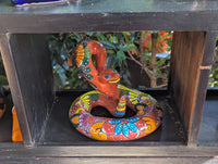 Rattlesnake Figurine is Ceramic Talavera Mexican Pottery | Outdoor Snake Decor, Garden Statue, Yard Art, Home Decor, Handmade in Mexico