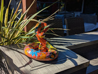 Rattlesnake Figurine is Ceramic Talavera Mexican Pottery | Outdoor Snake Decor, Garden Statue, Yard Art, Home Decor, Handmade in Mexico