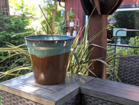 Handcrafted Ceramic Planter and Glazed Pot from Mexico – Green Oxide Aqua & Earth – Contemporary Outdoor Decor and Large Garden Plant Pot