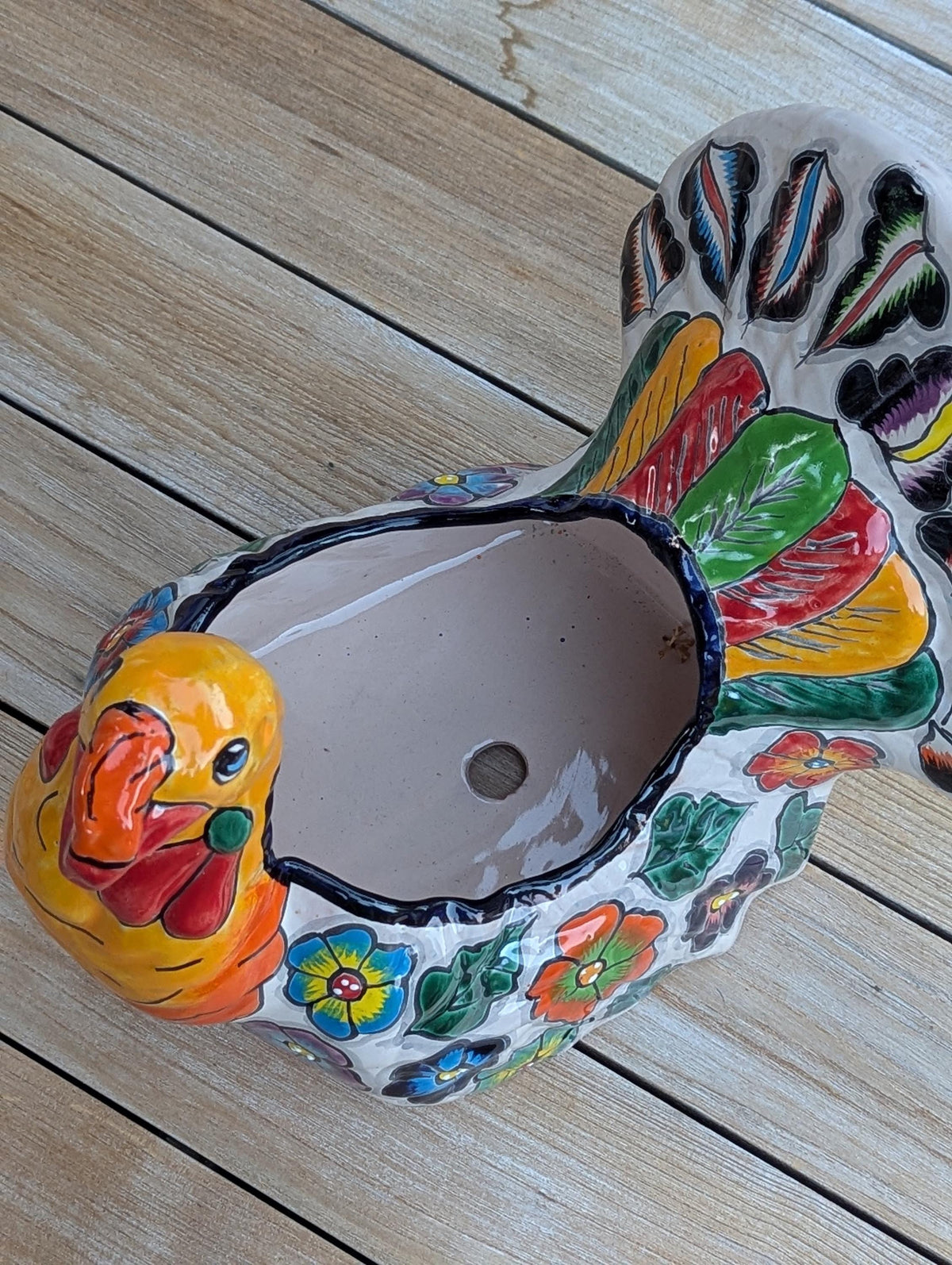 Peacock Planter | Distinctive Talavera Flower Pot is Handmade Ceramic Mexican Pottery for Indoor Home Decor or Outdoor Planter Pot, Yard Art