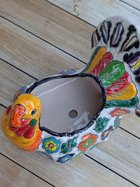 Peacock Planter | Distinctive Talavera Flower Pot is Handmade Ceramic Mexican Pottery for Indoor Home Decor or Outdoor Planter Pot, Yard Art