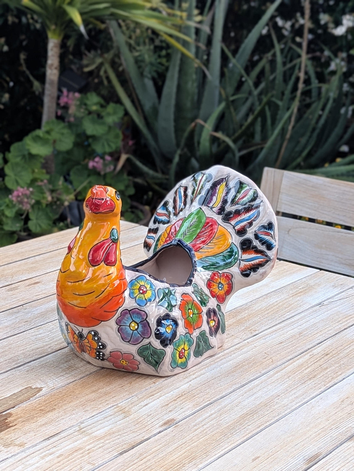 Peacock Planter | Distinctive Talavera Flower Pot is Handmade Ceramic Mexican Pottery for Indoor Home Decor or Outdoor Planter Pot, Yard Art