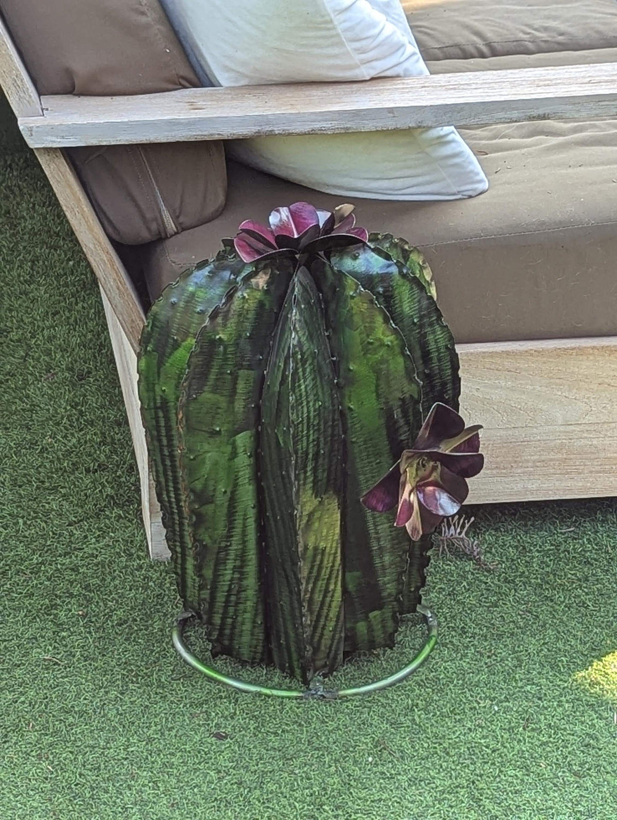 Cactus Family Garden Decor | 3 Cactus Decorations for Your Yard or Home | Hand Painted Lifelike Metal Cactus is Stunning Mexican Garden Art