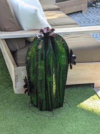 Cactus Family Garden Decor | 3 Cactus Decorations for Your Yard or Home | Hand Painted Lifelike Metal Cactus is Stunning Mexican Garden Art