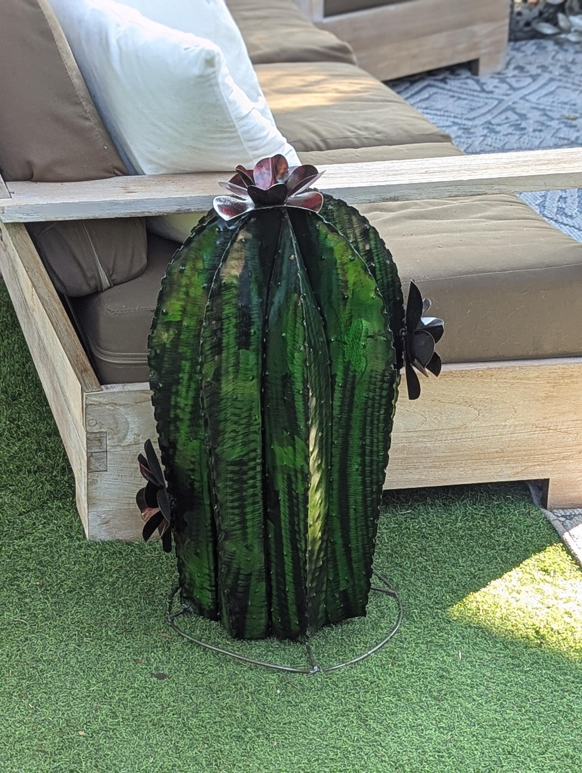 Cactus Family Garden Decor | 3 Cactus Decorations for Your Yard or Home | Hand Painted Lifelike Metal Cactus is Stunning Mexican Garden Art