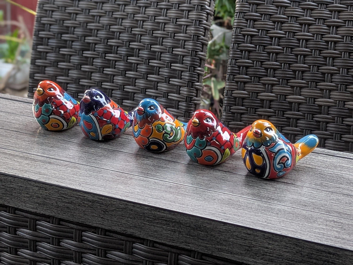 Birdie Home Decor | Ceramic Talavera Mexican Pottery is Lovely Bird Statue to use as Colorful Bird Art for Home, Porch, Yard or Garden Decor