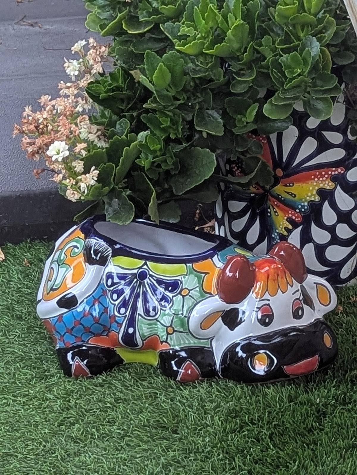 Cow Planter Talavera Pottery | Use Ceramic Cow Flower Pot for Outdoor or Indoor Plants, Handmade Cow Gifts