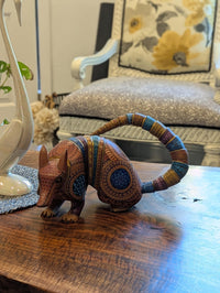 Armadillo Alebrije is Genuine Mexican Folk Art | Vibrant Handcraftsmanship on this Oaxacan Wood Carving is Superb, Collectible Home Decor