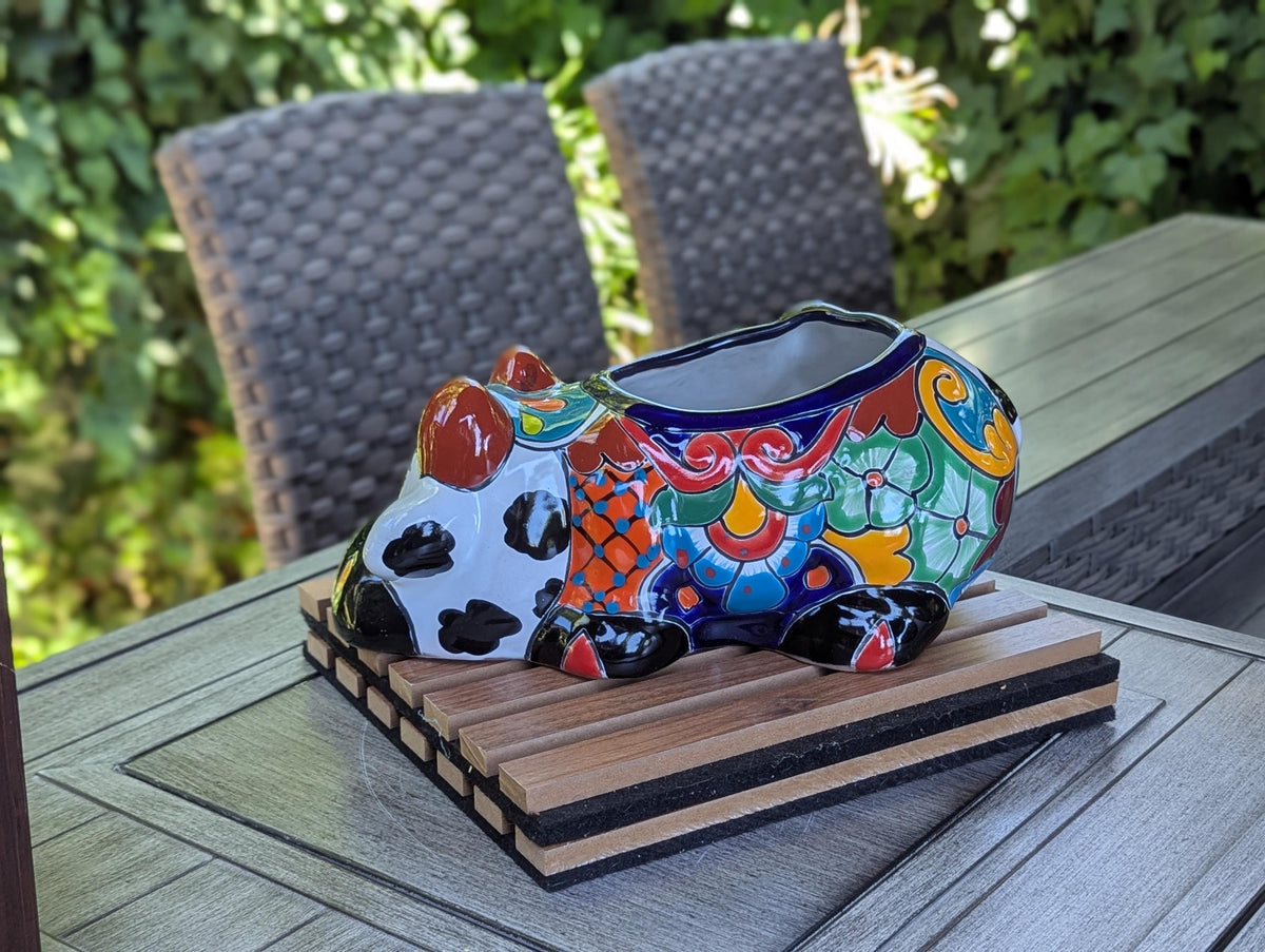 Cow Planter Talavera Pottery | Use Ceramic Cow Flower Pot for Outdoor or Indoor Plants, Handmade Cow Gifts
