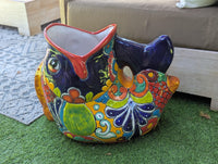 Talavera Whale Planter is Hand Painted Ceramic Mexican Pottery | Large Fish Planter Pot for Yard Art & Outdoor Garden Decor, Big Flower Pot