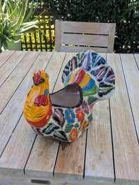 Fancy Chicken Flower Pot is a Ceramic Talavera Planter | Handmade Mexican Pottery good as Indoor Home Decor or Outdoor Planter Pot