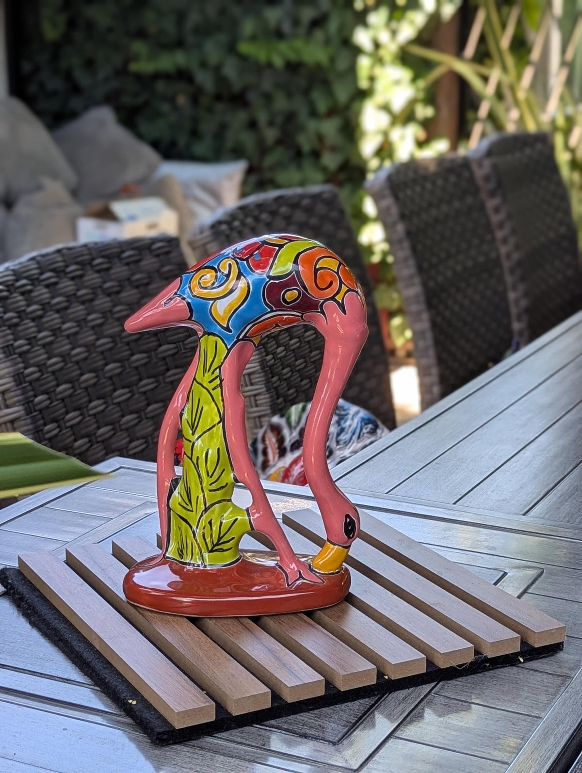 Pink Flamingo Home Decor or Yard Art, Talavera Pottery to use as Home Decor, Porch Decoration or Outdoor Decor