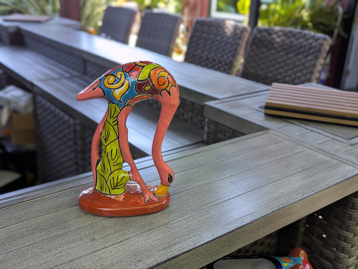 Pink Flamingo Home Decor or Yard Art, Talavera Pottery to use as Home Decor, Porch Decoration or Outdoor Decor