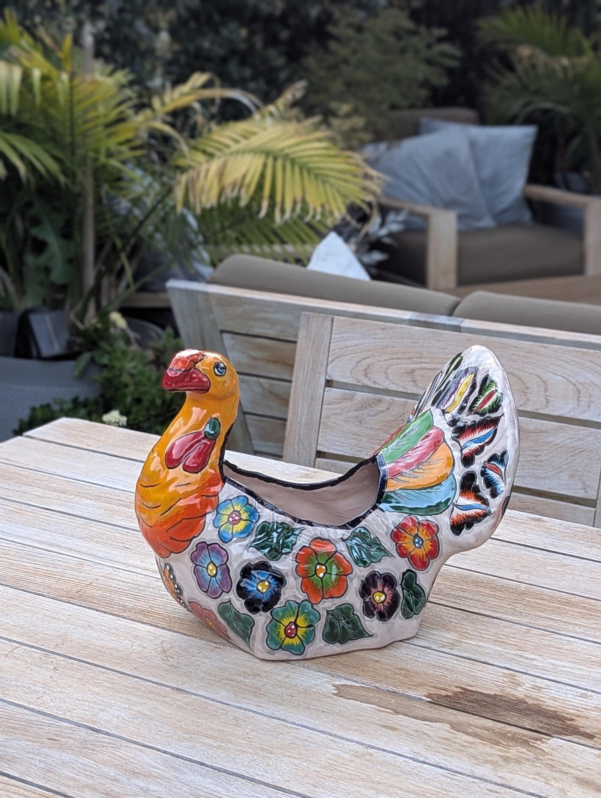 Peacock Planter | Distinctive Talavera Flower Pot is Handmade Ceramic Mexican Pottery for Indoor Home Decor or Outdoor Planter Pot, Yard Art