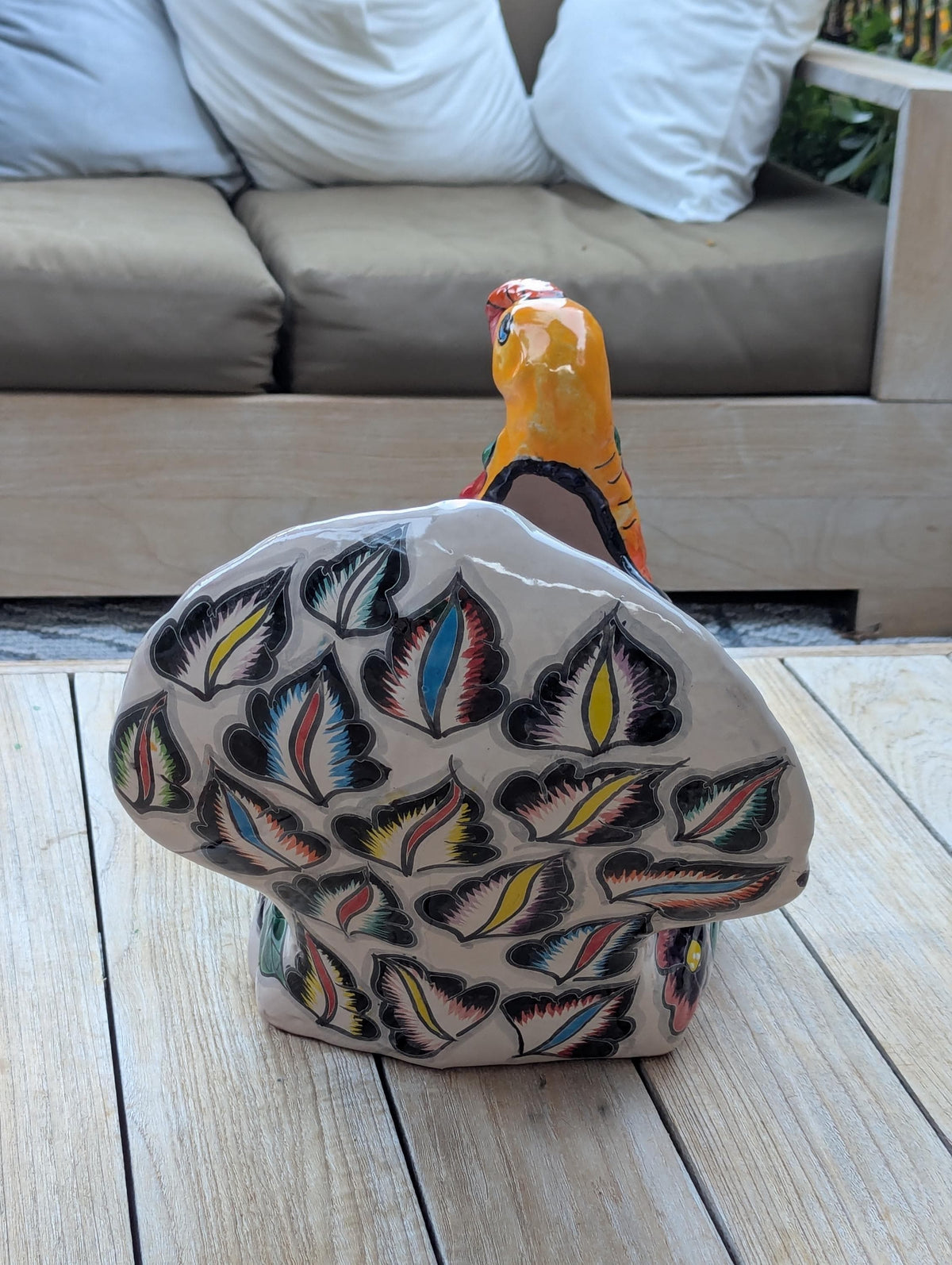 Peacock Planter | Distinctive Talavera Flower Pot is Handmade Ceramic Mexican Pottery for Indoor Home Decor or Outdoor Planter Pot, Yard Art