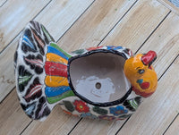 Peacock Flower Pot Ceramic Talavera Planter, Small Handmade Mexican Pottery Home Decor as Indoor Planter or Outdoor Pot