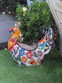 Peacock Flower Pot Ceramic Talavera Planter, Small Handmade Mexican Pottery Home Decor as Indoor Planter or Outdoor Pot