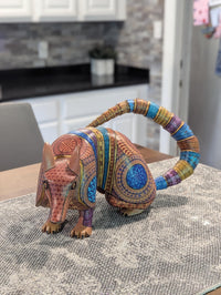 Armadillo Alebrije is Genuine Mexican Folk Art | Vibrant Handcraftsmanship on this Oaxacan Wood Carving is Superb, Collectible Home Decor