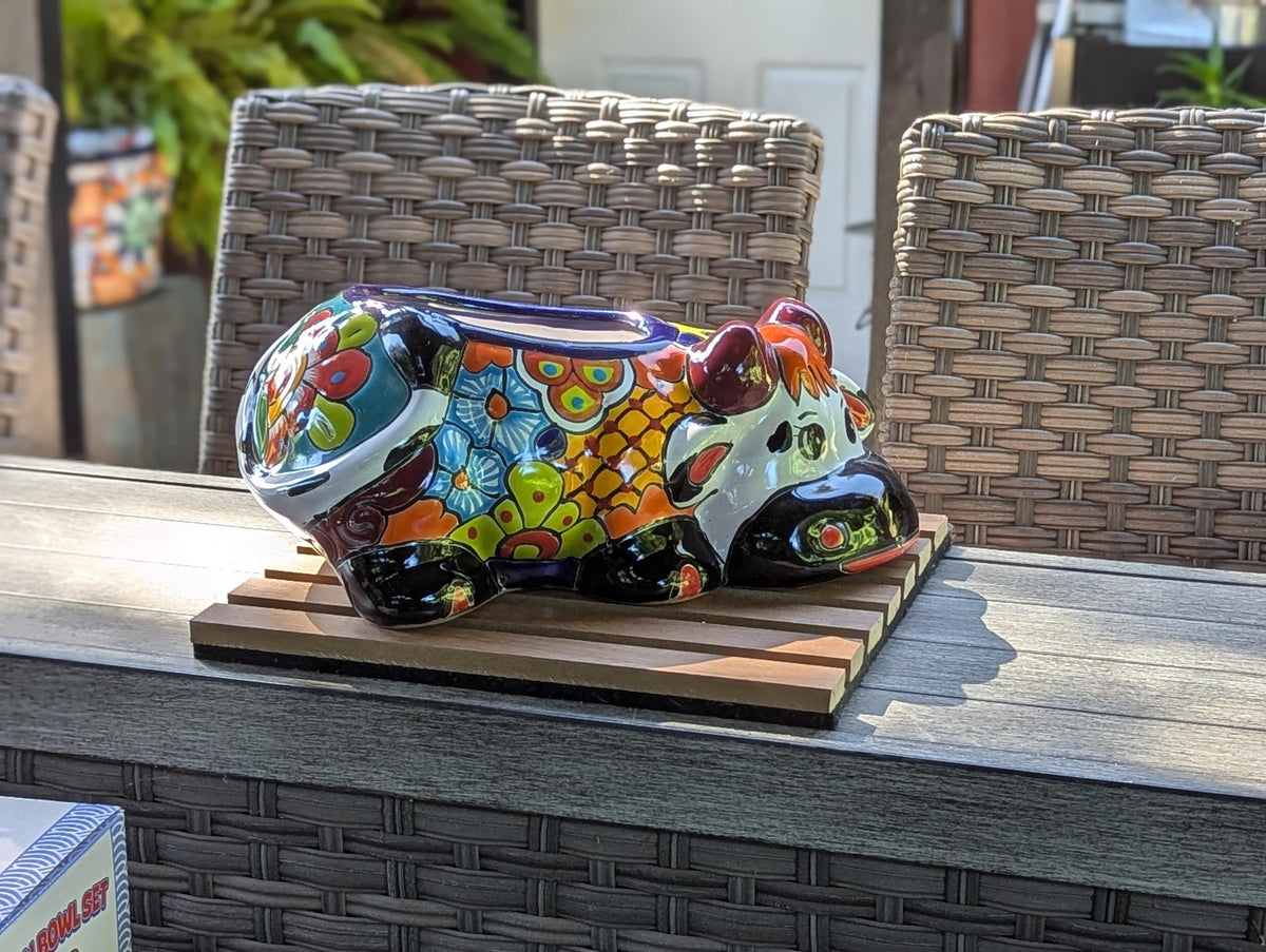 Cow Planter Talavera Pottery | Use Ceramic Cow Flower Pot for Outdoor or Indoor Plants, Handmade Cow Gifts