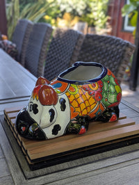 Cow Planter Talavera Pottery | Use Ceramic Cow Flower Pot for Outdoor or Indoor Plants, Handmade Cow Gifts