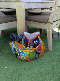 Talavera Whale Planter is Hand Painted Ceramic Mexican Pottery | Large Fish Planter Pot for Yard Art & Outdoor Garden Decor, Big Flower Pot