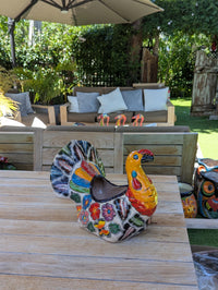 Fancy Chicken Flower Pot is a Ceramic Talavera Planter | Handmade Mexican Pottery good as Indoor Home Decor or Outdoor Planter Pot