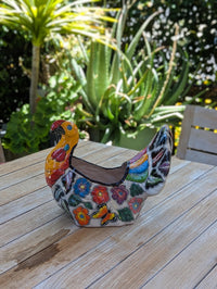Fancy Chicken Flower Pot is a Ceramic Talavera Planter | Handmade Mexican Pottery good as Indoor Home Decor or Outdoor Planter Pot