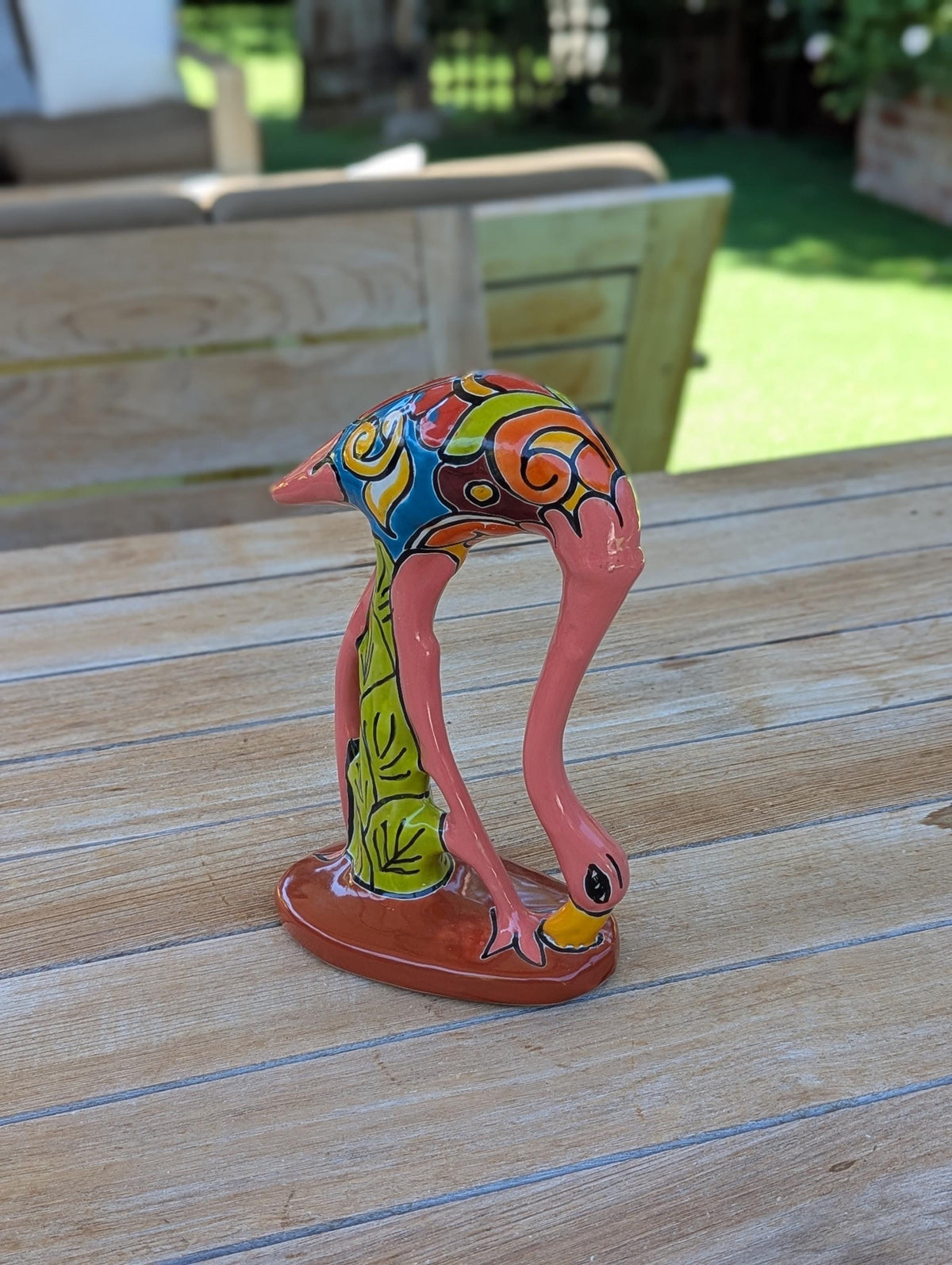 Pink Flamingo Home Decor or Yard Art, Talavera Pottery to use as Home Decor, Porch Decoration or Outdoor Decor
