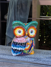 Ceramic Owl Planter, Talavera Pottery is Colorful Indoor Flower Pot or Outdoor Owl Decor, Mexican Planter & Plant Pot Home Decor Owl Gift